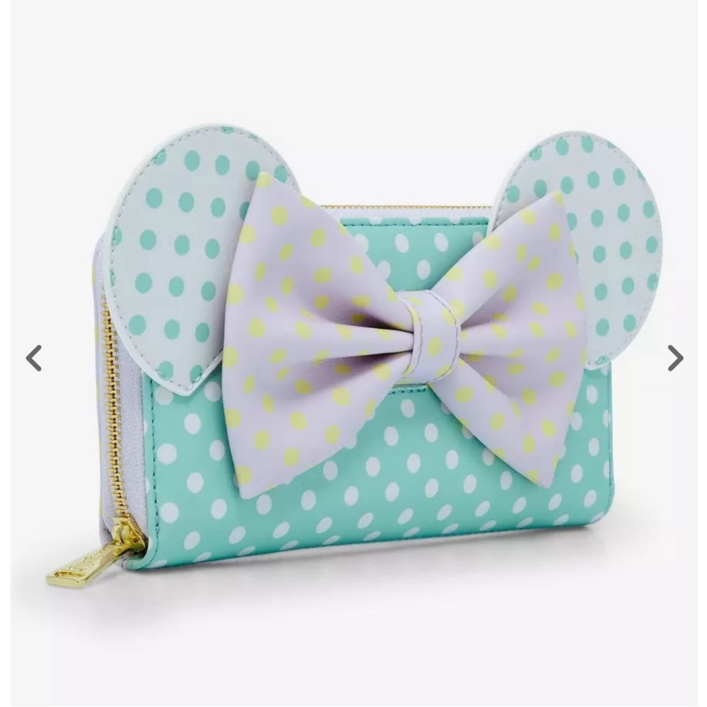 Loungefly Disney Minnie Mouse Pastel Polka Dot Zip Around Wallet, NWT - Picture 5 of 9